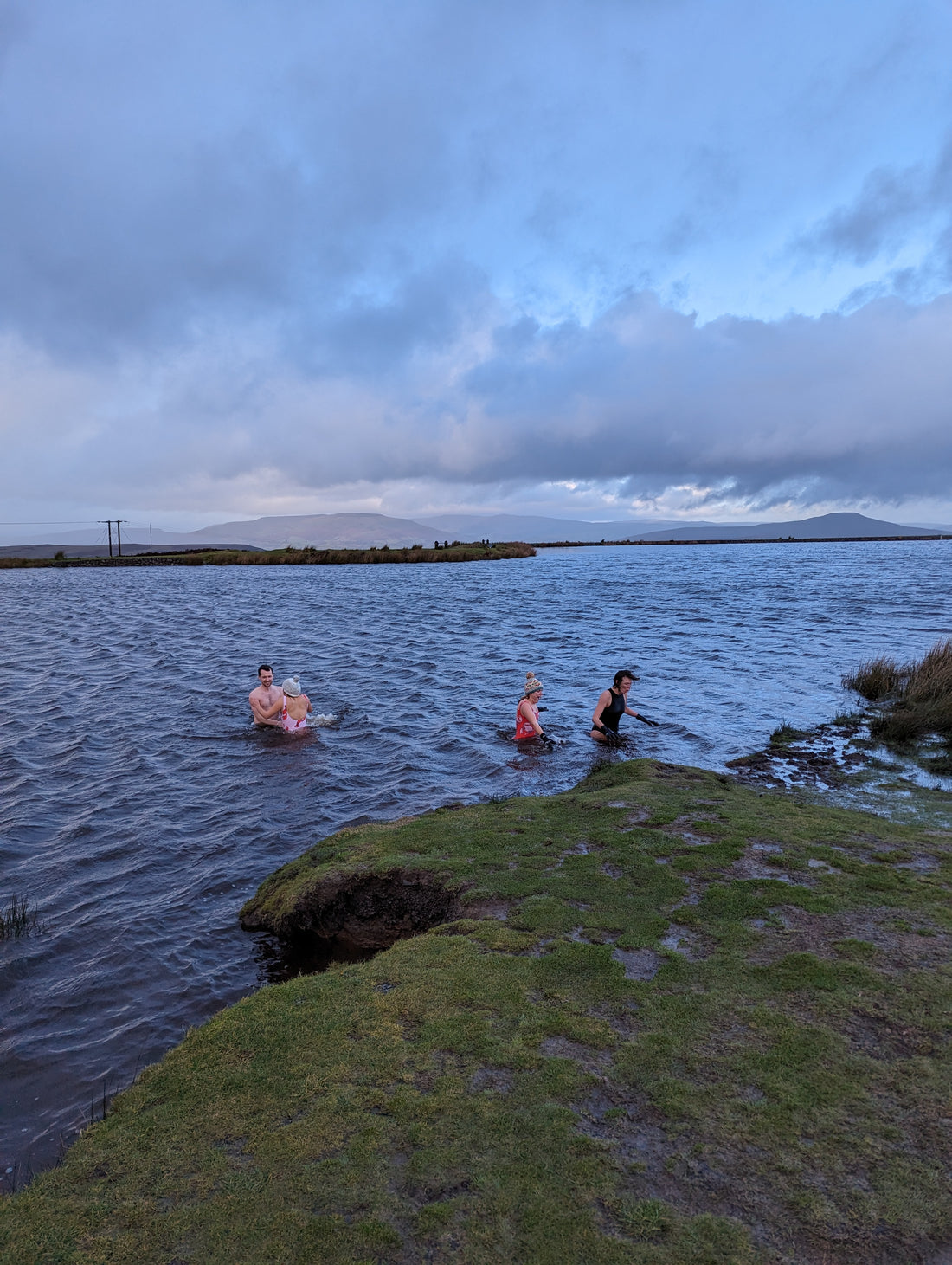 Cold water swimming in a lake in winter